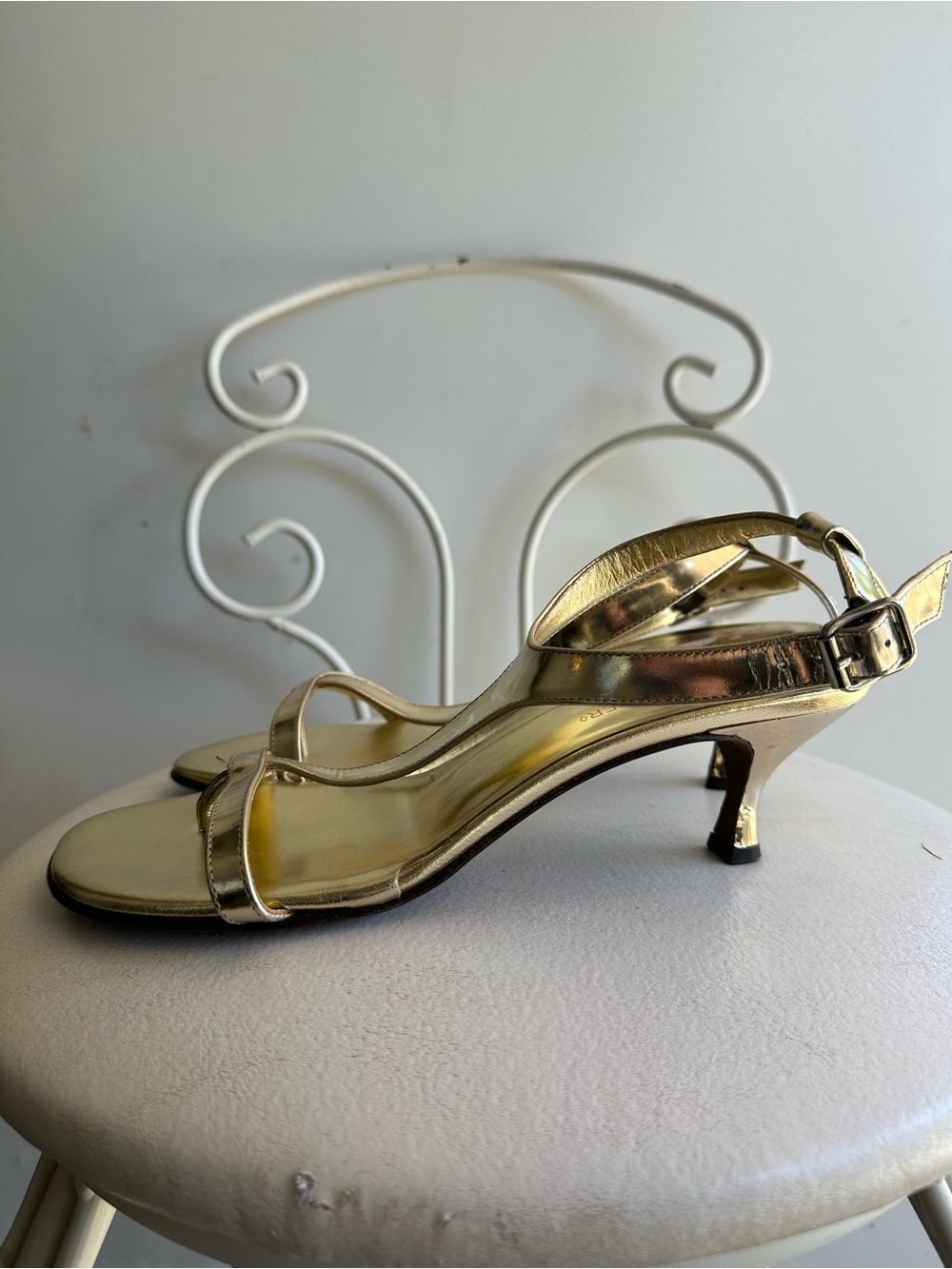 Donald J. Pliner Metallic Gold T-Strap Sandals